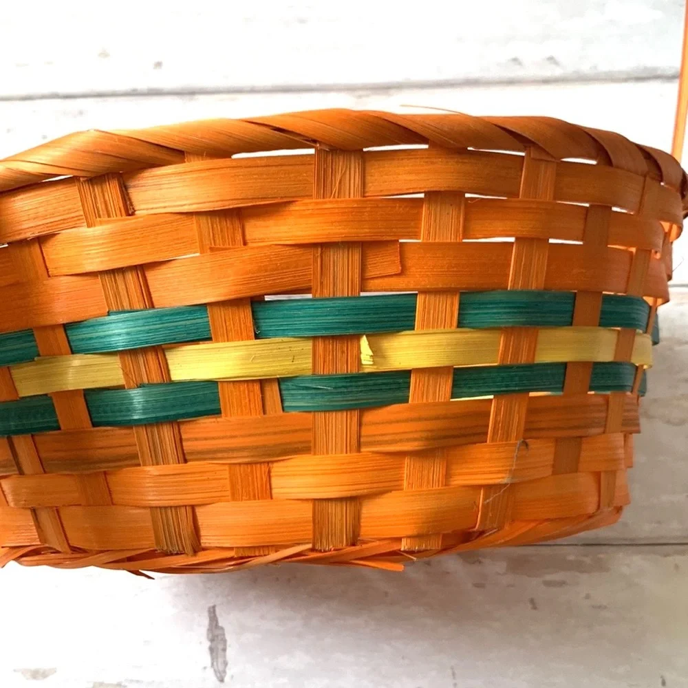 Easter Orange Wicker Decorative Egg Hunt or Gift Basket 10x8x4in